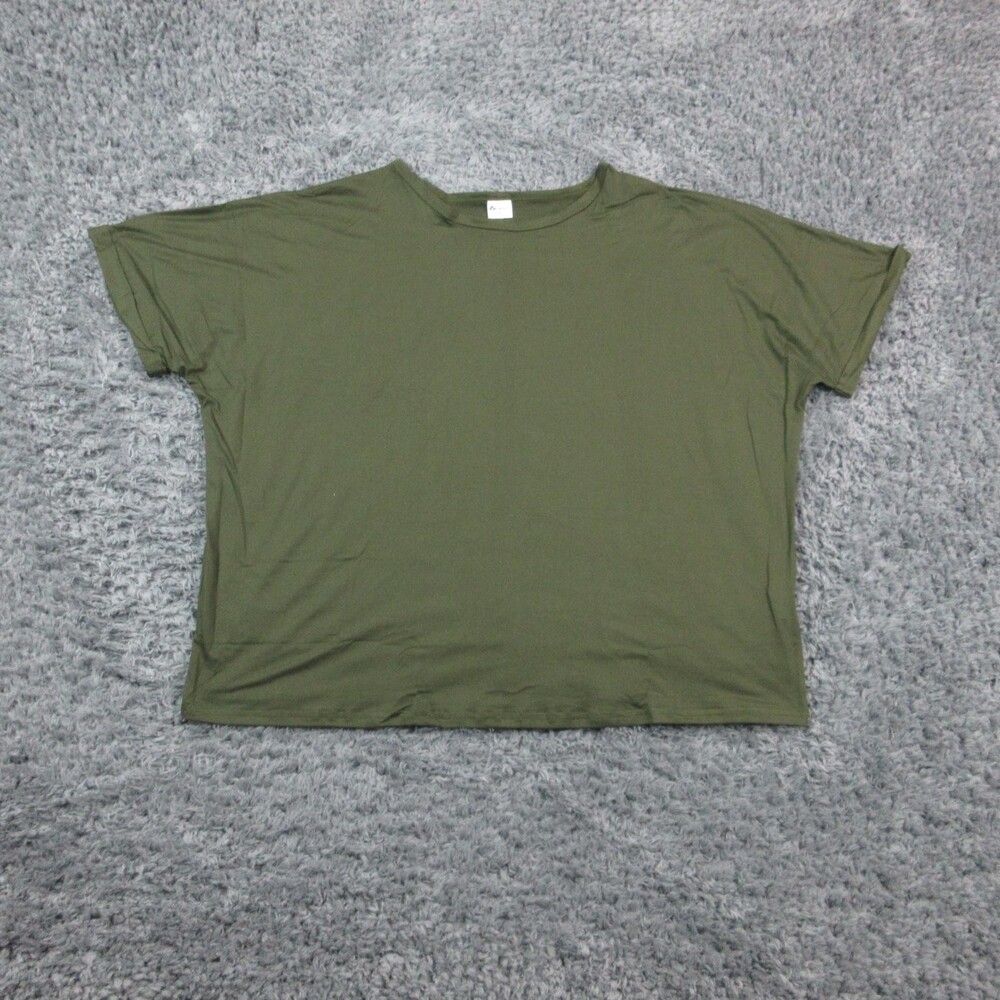 MISIFI Shirt Womens XL Olive Stretch Crewneck Short Sleeve T-Shirt Tee Soft NWT